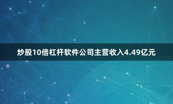 炒股10倍杠杆软件公司主营收入4.49亿元